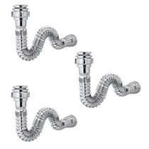 Kit 3 Sifão Sanfonado/extensivo Universal Abs Cromado