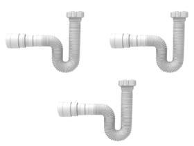 Kit 3 Sifão Sanfonado Flexível Universal Cuba Pia Tanque