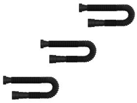 Kit 3 Sifão Sanfonado Tubo Extensivo Universal Preto Fosco