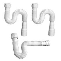 Kit 3 Sifão Simples Sanfonado Universal Tubo Extensivo Para Pias