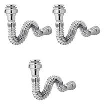 kit 3 Sifão universal flexível cromado lavatório tanque pia Astra cor prateado