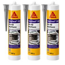 Kit 3 SikaSeal 142 Selantes PU 40 Cinza 360g Profissional