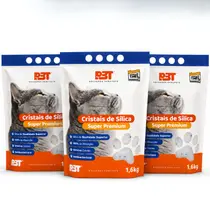 Kit 3 Silica Higienica Grossa 4,8Kg Areia Gato Cristal Pet