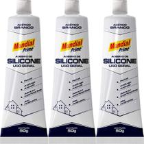 kit 3 Silicone Acetico Branco 50g Pt0500005 Mundial Prime