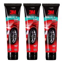 Kit 3 silicone gel 3m auto brilho para plásticos borrachas