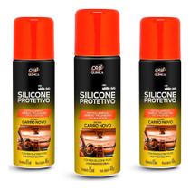 Kit 3 Silicone Spray Orbi 65ml Proteção Duradoura Para Plásticos Borrachas e Couro