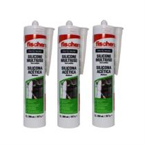 Kit 3 Silicones Fischer Acético Multiuso Preto 260ml Resistente