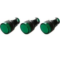 Kit 3 sinaleiro led 22mm 24v verde stark
