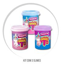 Kit 3 Slime Geleca Amoeba Massinha Modelar Gelelé Unicórnio