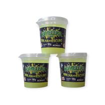Kit 3 Slimes Kimeleka Brilho No Escuro 180g Acrilex Art Kids