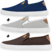 Kit 3 Slip-on Tênis Sapatênis Casual Masculino Calce Fácil Super Confortável Kit 3 Slip-on Tênis Sapatênis Casual Masculino Calce Fácil Super Confortável