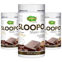 Kit 3 Sloopo Shake Diet com colageno 400g Sabor Chocolate Unilife