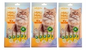 Kit 3 Snack Para Gatos Adoleta Miau Miau Sabor Frango 5 X 15