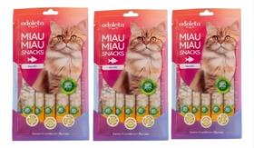 Kit 3 Snack Para Gatos Adoleta Miau Miau Sabor Salmao 5 X 15