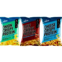 Kit 3 snack proteico salgadinho c/ whey crispy sabores 50g