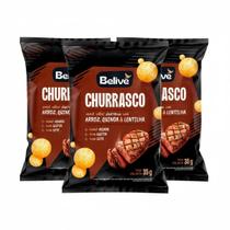 Kit 3 snacks assado churrasco sem glut e leite 35g belive