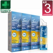 kit 3 Snif Jet Cloreto de Sódio 0,9% 100ml Descongestionante Nasal Spray