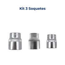 Kit 3 soquetes 1/2" crv estriado lotus