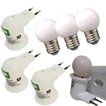 Kit 3 Soquetes Adaptadores E27 com Lâmpadas 15W 220V Botão Liga/Desliga Padrão Brasileiro Kit 3 Soquetes Adaptadores E27 com Lâmpadas 15W 220V Botão Liga/Desliga Padrão Brasileiro