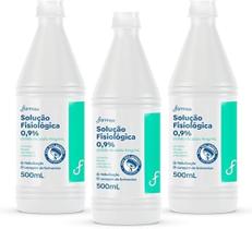 Kit 3 Soro Fisiológico 500ml Com Gotejador