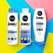 Kit 3 SOS Bomba Crescimento Cabelos Ondulados Cacheados Crespos Shampoo + Condicionador + Defrizante - Salon Line