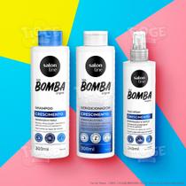 Kit 3 SOS Bomba Crescimento Cabelos Ondulados Cacheados Crespos Shampoo + Condicionador + Óleo Spray - Salon Line