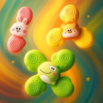 Kit 3 Spinner Brinquedo Dutoys Bebê Gira Ventosa Chocalho Brinquedo Sensorial Crianças Bebes 5 Meses Cores