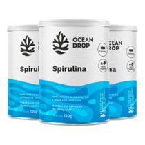 Kit 3 Spirulina 520mg Ocean Drop Vegana 240 Cápsulas