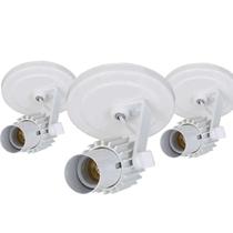 Kit 3 Spot Aletado Suporte Lâmpada Direcionável E-27 Branco