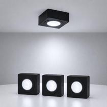 Kit 3 Spot Beiral com Led Incluso de teto 6500k Branco Frio Bivolt Quadrado Preto ALUT000671-3 Alut Kit 3 Spot Beiral com Led Incluso de teto 6500k Branco Frio Bivolt Quadrado Preto ALUT000671-3 Alut