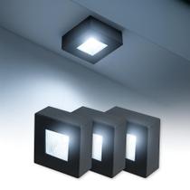 Kit 3 Spot Beiral com Led Incluso de teto 6500k Branco Frio Bivolt Quadrado Preto ALUT000671-3 Alut