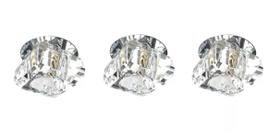 Kit 3 Spot Cristal Embutir 8Cm Gesso Lavabo Sala Ac661