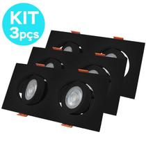 Kit 3 Spot de Embutir Easy LED Duplo 2x5W 400lm Bivolt LLUM - Preto - 6500K - (Branco Frio) Kit 3 Spot de Embutir Easy LED Duplo 2x5W 400lm Bivolt LLUM - Preto - 6500K - (Branco Frio)