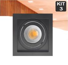 Kit 3 Spot de Embutir Mr11 Recuado Quadrado + Lamp