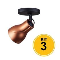 Kit 3 Spot de Sobrepor Direcionável Octa Plus Cobre 1xE27