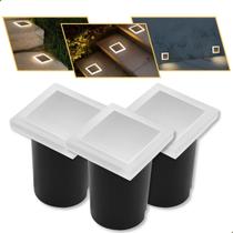 Kit 3 Spot Embutido De Chão Balizador Quadrado Led 1w 3000k
