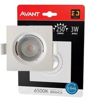 Kit 3 Spot Embutir 3W Quadrado Direcionável Gesso 6500K Avant