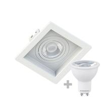 Kit 3 Spot Embutir Mr16 Quadrado Recuado Branco + Lâmpada Dicroica 4,8w 6500k Kit 3 Spot Embutir Mr16 Quadrado Recuado Branco + Lâmpada Dicroica 4,8w 6500k