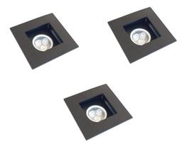 Kit 3 Spot Embutir Recuado Mr11 Mini Dicroica Preto Alz60