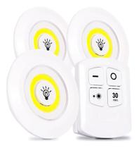 Kit 3 Spot Lâmpada Luminária Led Sem Fio Controle Remoto Cor Branco Quente Kit 3 Spot Lâmpada Luminária Led Sem Fio Controle Remoto Cor Branco Quente