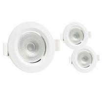 Kit 3 Spot Led 3w Redondo Embutir 3500K Branco Quente - Decoração Loja Casa Sanca Gesso Teto - Super Led