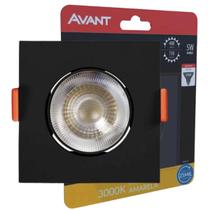 Kit 3 Spot Led 5W Preto Quadrado Branco Quente 3.000K Avant