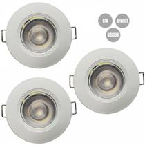 Kit 3 spot led 6w bivolt 6500k redondo blumenau 80166004