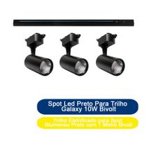 Kit 3 Spot Led Galaxy + 1 Trilho Eletrificado para Spot Blumenau Preto