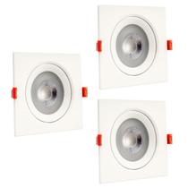 Kit 3 Spot Led Quadrado Branco Neutro 4000K 12W Bivolt - Direcionável, Design Moderno e Instalação Fácil