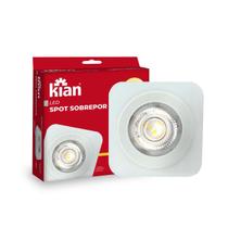 Kit 3 Spot LED Sobrepor Quadrado Branco 5W 3000K Branca Quente Bivolt Kian