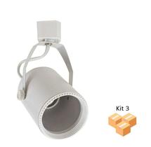 Kit 3 Spot Para Trilho P/ Lâmpada PAR20 E27 Branco