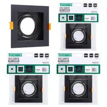 Kit 3 Spot Recuado De Embutir Conecta Mr16 Preto Quadrado Taschibra