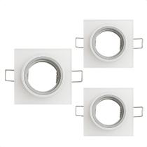 Kit 3 Spot Taschibra Quadrado Embutir Vidro Jateado Sp23 Mr1