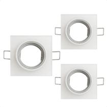 Kit 3 Spot Taschibra Quadrado Embutir Vidro Jateado Sp23 Mr16 Bivolt
